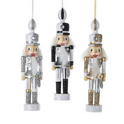 Item 105150 Silver/Black/Gold/White Nutcracker Soldier Ornament