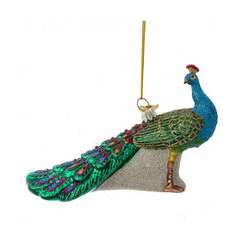 Item 105339 Noble Gems Glass Peacock Ornament