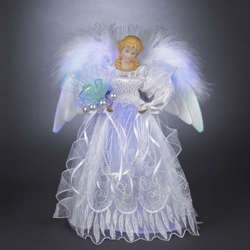 Item 105494 thumbnail White Silver Fiber Optic Angel Tree Topper
