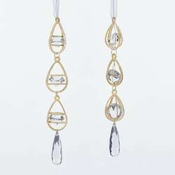 Item 106371 Gold/Clear Icicle With Drop Ornament