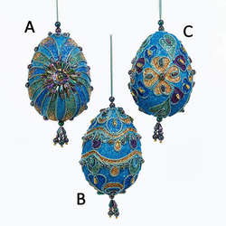 Item 106391 Blue Peacock Egg Ornament