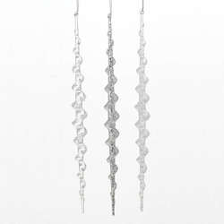 Item 106401 Icicle With Snow/Glitter Ornament