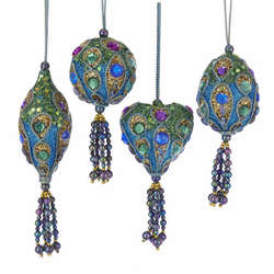 Item 106467 Mini Peacock Finial/Ball/Heart/Egg Ornament