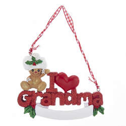 Item 106608 I Love Grandma Gingerbread Kid Ornament