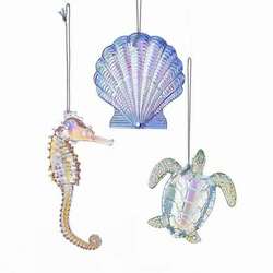 Item 106916 thumbnail Iridescent Sea Shell/Seahorse/Turtle Ornament