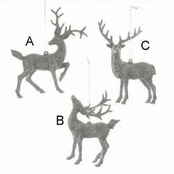 Item 106992 Silver Glitter Deer Ornament