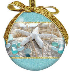Item 109945 thumbnail Starfish/Sea Glass Ball Ornament - Outer Banks