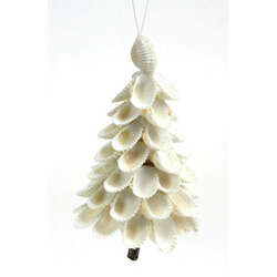 Item 115033 thumbnail White Glittered Arc Shell Christmas Tree Ornament