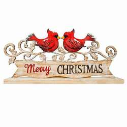 Item 128445 Cardinals Merry Christmas Plaque On Base