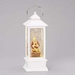 Item 134072 thumbnail LED Lighted Kneeling Santa With Baby Jesus White Swirl Water Lantern