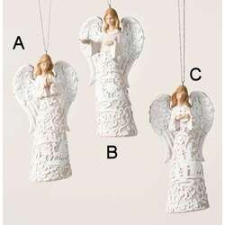 Item 134603 White Paper Cut Look Angel Ornament