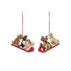 Item 177083 Cat/Dog Sled Ornament