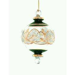 Item 186062 thumbnail Christmas Green Etched Ball With Drop Ornament