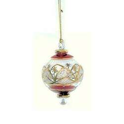 Item 186063 thumbnail Christmas Red Etched Ball With Round Drop Ornament