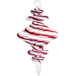 Item 186104 thumbnail Red and White Striped Diamond Finial Ornament