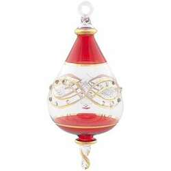 Item 186329 thumbnail Christmas Red/Clear Teardrop With Gold Etching Ornament
