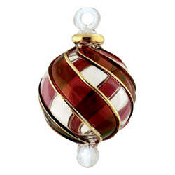 Item 186340 thumbnail Christmas Red Organic Gold Striped Ball Ornament