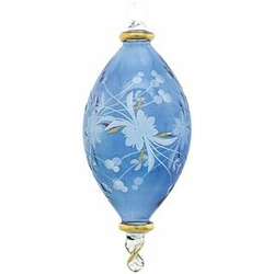 Item 186517 thumbnail Blue/Clear Etched Marquise Shape Ornament