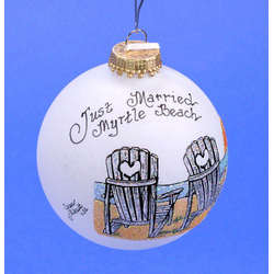 Thumbnail Just Married Adirondack Beach Chair Ornament - Myrtle Beach