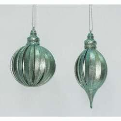 Item 203073 Aqua Glittered Ball/Finial Ornament