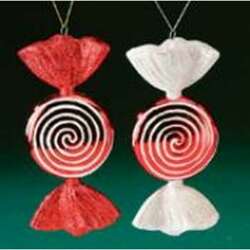 Item 203160 Red/White Swirl Wrapped Candy Disc Ornament