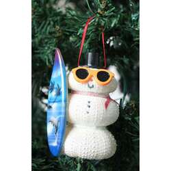 Item 220117 Surfing Sea Urchin Snowman Ornament - Outer Banks