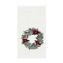 Item 231138 Poinsettia Wreath Kitchen Towel