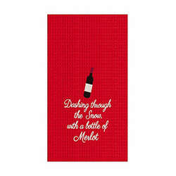 Item 231181 Dashing Through the Snow With A Bottle of Merlot Kitchen Towel