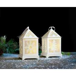 Item 245104 LED White Snowflake/Tree Lantern Ornament