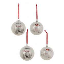 Item 254011 Deer/Cardinal Wintry Scene Ball Ornament