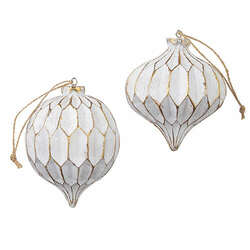 Item 281089 thumbnail White/Gold Textured Finial Ornament