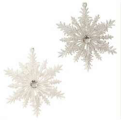 Item 281362 White/Silver Snowflake With Jewel Ornament