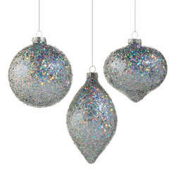 Item 281378 thumbnail Silver Iridescent Glitter Ornament