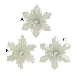 Item 281617 White Glittered Snowflake Ornament