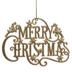 Item 281631 thumbnail Gold Glitter Merry Christmas Ornament