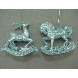 Item 302180 Sky Blue Rocking Horse/Deer Ornament
