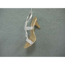 Item 302282 Champagne Gold/Silver Glitter High Heel Shoe With Clear Jewel Ornament