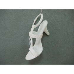 Item 302296 Iridescent White High Heel Shoe With Clear Jewel Ornament