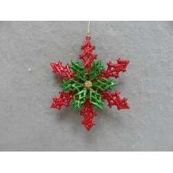Item 302397 thumbnail Red/Green/Gold Snowflake Ornament