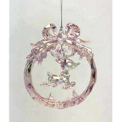 Item 302425 Pink Wreath With Deer Ornament