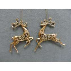 Item 303037 Gold/Champagne Gold Hope/Joy Reindeer Ornament