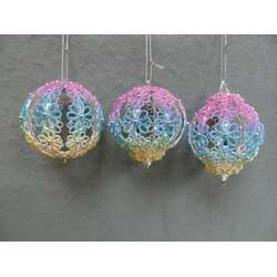 Thumbnail Silver/Rainbow Flower Ball/Onion/Finial Ornament