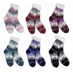 Item 322290 thumbnail Frostine Snowflakes and Stripes Thermal Slipper Socks
