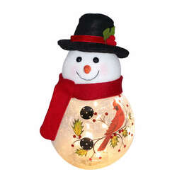 Item 322572 thumbnail Lighted Glass Snowman With Cardinals