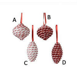 Item 360167 Red and White Onion/Finial Ornament