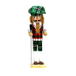 Item 401018 Green Plaid Golfer Nutcracker