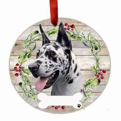 Item 407363 thumbnail HARLEQUIN GREAT DANE WREATH ORNAMENT