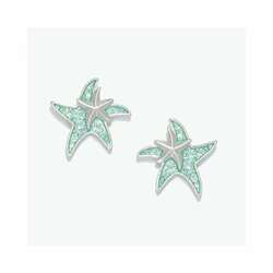 Item 418059 thumbnail Mint/Silver Starfish Earrings
