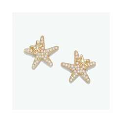 Item 418092 thumbnail Gold Starfish With Pearls Earrings