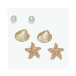 Item 418143 thumbnail Trio Pearl Clam and Starfish Earrings